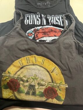 2 Women’s Graphic Tank Top - Black with Yellow & Red Print bundle